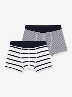 Menino 2-14 anos-Roupa interior-Lote de 2 boxers às riscas, da Petit Bateau