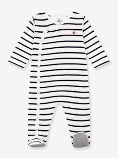 Bebé 0-36 meses-Pijama às riscas, em canelado, para bebé, da Petit Bateau