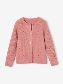 Menina 2-14 anos-Camisolas, casacos de malha, sweats-Casaco em malha tricot ajurada, para menina
