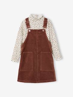 Menina 2-14 anos-Conjuntos-Conjunto camisola + vestido estilo jardineiras, em bombazina, para menina