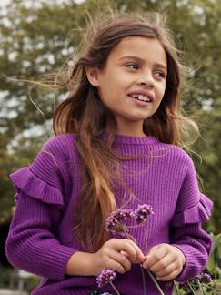 Menina 2-14 anos-Camisolas, casacos de malha, sweats-Camisola com folhos nas mangas, para menina