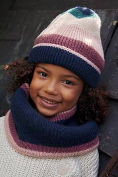 Menina 2-14 anos-Acessórios-Gorros, cachecóis, luvas-Conjunto colorblock, gorro + gola snood + luvas ou luvas de polegar, para menina