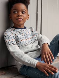 Menino 2-14 anos-Camisolas, casacos de malha, sweats-Camisolas malha-Camisola em jacquard mesclado, para menino