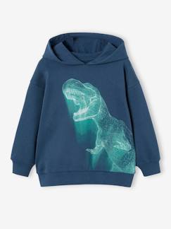 Menino 2-14 anos-Camisolas, casacos de malha, sweats-Sweatshirts-Sweat com capuz e dinossauro néon, para menino