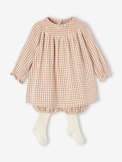 Bebé 0-36 meses-Conjunto de 3 peças, vestido, calções e collants, para bebé