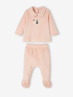 Bebé 0-36 meses-Pijamas, babygrows-Pijama de Natal, 2 peças, em veludo, para bebé