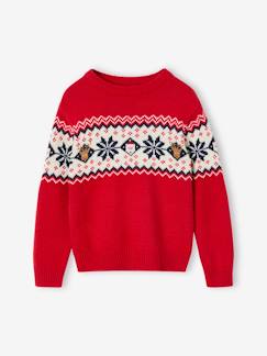 Menino 2-14 anos-Camisolas, casacos de malha, sweats-Camisola jacquard de Natal, para criança, coleção cápsula família