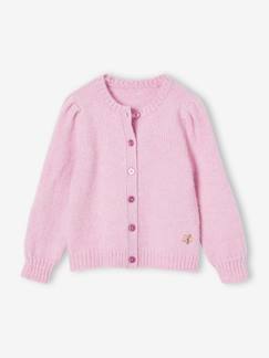 Menina 2-14 anos-Camisolas, casacos de malha, sweats-Casaco em malha cintilante, mangas tufadas, para menina