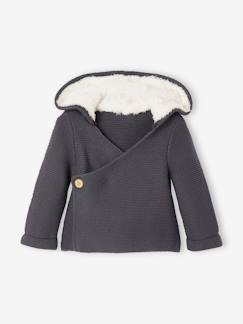 Bebé 0-36 meses-Camisolas, casacos de malha, sweats-Casacos-Casaco com capuz, forro em imitação pelo, para bebé