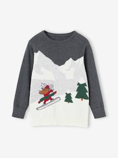 Menino 2-14 anos-Camisolas, casacos de malha, sweats-Camisola de Natal com paisagem lúdica, para menino