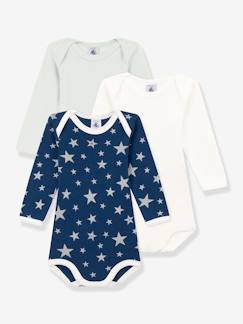 Bebé 0-36 meses-Bodies-Lote de 3 bodies de mangas compridas, estrelas fosforescentes, da Petit Bateau