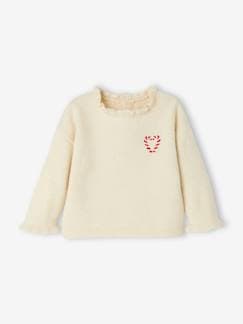 Bebé 0-36 meses-Camisolas, casacos de malha, sweats-Camisolas-Camisola de Natal, folho na gola, para bebé