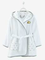 Roupão de banho com capuz, personalizável, para criança Azul cinzento+Rosa liso com decoração 