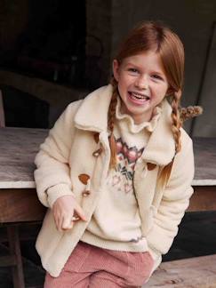 Menina 2-14 anos-Casacos, blusões-Casaco macio, em sherpa, com alamares, para menina