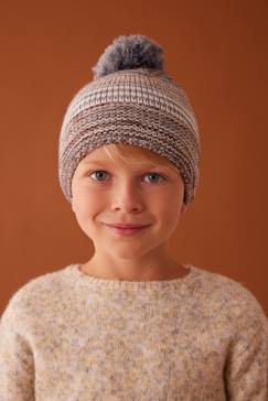 Conjunto gorro + gola snood + luvas jacquard, para menino