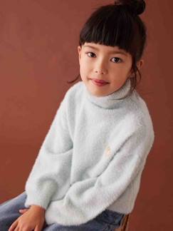 Menina 2-14 anos-Camisolas, casacos de malha, sweats-Camisolas malha-Camisola de gola alta para menina