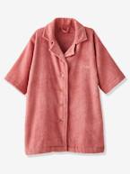 Roupão modelo camisa personalizável, para criança pau-rosa+verde-abeto 