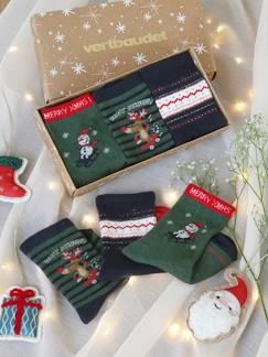 Menino 2-14 anos-Roupa interior-Meias-Conjunto de 3 pares de meias de Natal, para menino