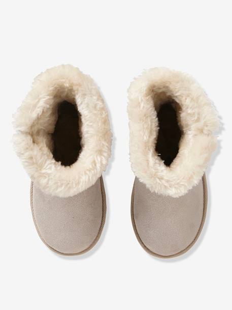 Botas com pelo, para menina Azul-escuro estampado+Bege-claro metalizado+Castanho medio estampado+Preto liso+Rosa claro estampado 