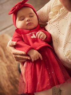 Bebé 0-36 meses-Conjuntos-Conjunto de Natal, vestido, fita de cabelo e collants, para bebé