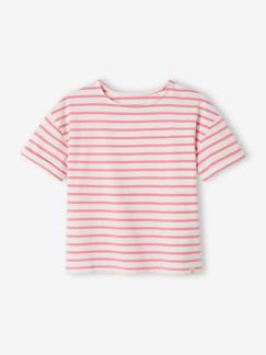 Menina 2-14 anos-T-shirts-T-shirt estilo marinheiro, mangas curtas, para menina