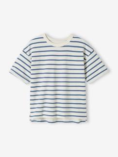 Menina 2-14 anos-T-shirts-T-shirts-T-shirt às riscas personalizável, mangas curtas, para criança