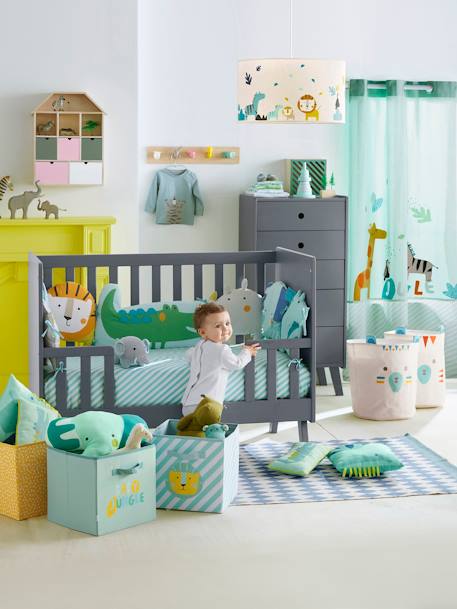 Lençol-capa para bebé, tema Jungle party Verde / branco 