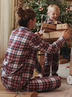Pijama em flanela, para adulto, coleção cápsula 'Happy Family' quadrados vermelho 
