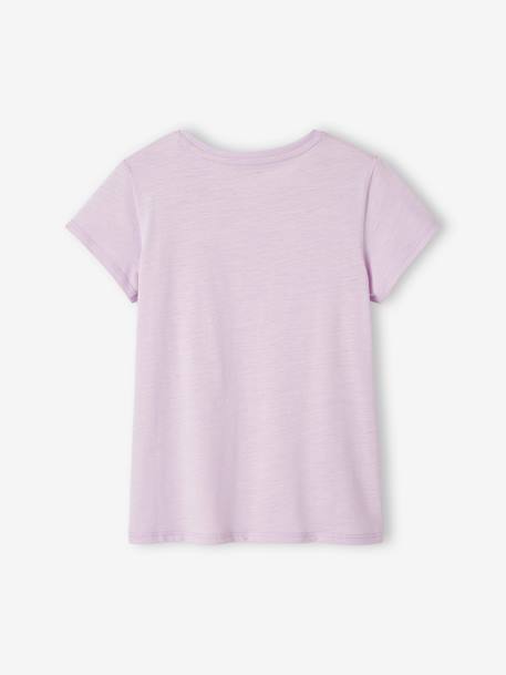 T-shirt de desporto com riscas irisadas, para menina BRANCO CLARO LISO COM MOTIVO+lilás+rosado 