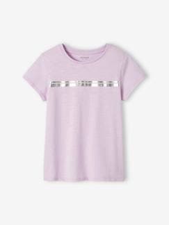 Menina 2-14 anos-T-shirt de desporto com riscas irisadas, para menina