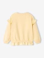 Sweat bimatéria com folhos, para menina amarelo-pastel+rosa-bombom 