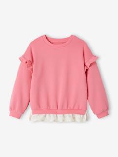 Menina 2-14 anos-Camisolas, casacos de malha, sweats-Sweatshirts -Sweat bimatéria com folhos, para menina