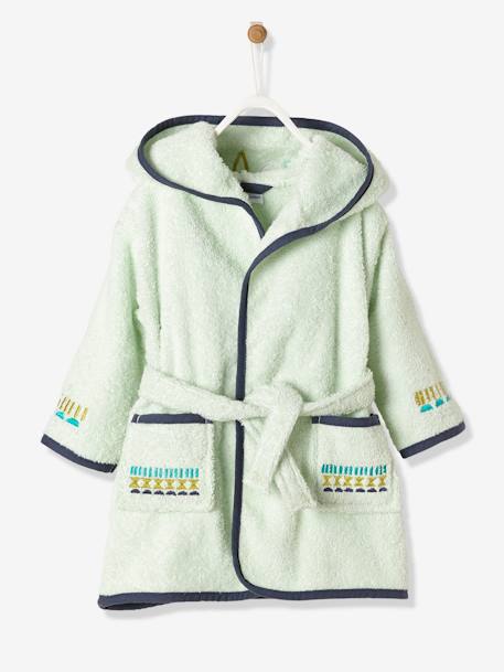 Roupão de banho personalizável, para bebé, Mocho Verde claro liso com motivo 