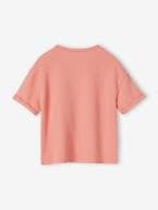 T-shirt com motivo, em malha com relevo, para menina amarelo-pastel+coral 