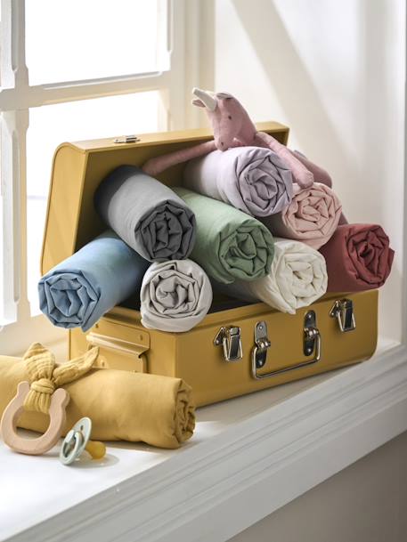 Lençol-capa liso, em jersey, para bebé ROSA MEDIO LISO+AZUL MEDIO LISO+cru+cinzento-pérola+mostarda+rosa-pálido+líquen+pistachio+lilás+cinzento-ardósia+avelã+azeitona 