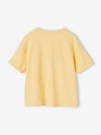 T-shirt com motivo, em malha com relevo, para menina amarelo-pastel+coral 