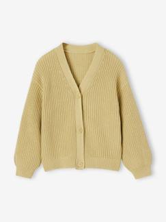 Menina 2-14 anos-Camisolas, casacos de malha, sweats-Casaco em canelado, para menina