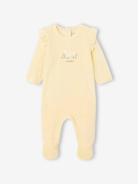 Lote de 2 pijamas em veludo, para bebé amarelo-pálido 