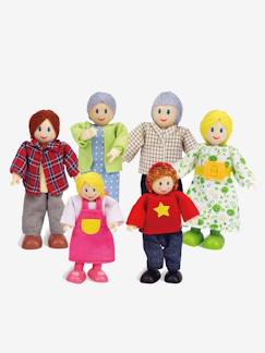 Brinquedos-Jogos de imaginação- Bonecos, planetas, pequenos heróis e animais-Família de 6 bonecas em madeira, Hape