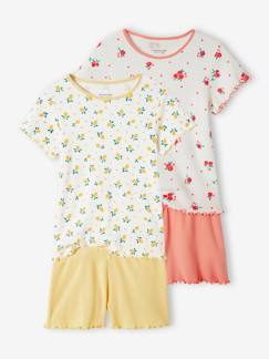 Menina 2-14 anos-Pijamas-Lote de 2 pijamas frutos, em malha canelada, para menina