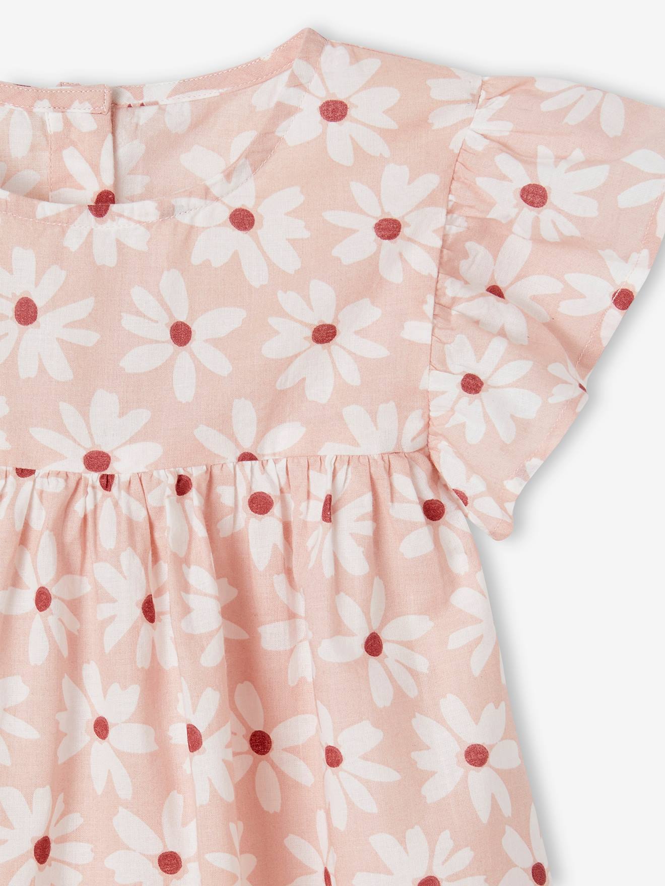 Blusa estampada com folhos, para menina-Menina 2-14 anos-Vertbaudet