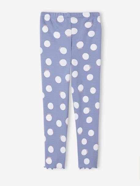 Leggings estampadas, em malha canelada, para menina azul-cambraia+cru 