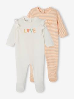 Lote de 2 pijamas "love", em jersey, para recém-nascido