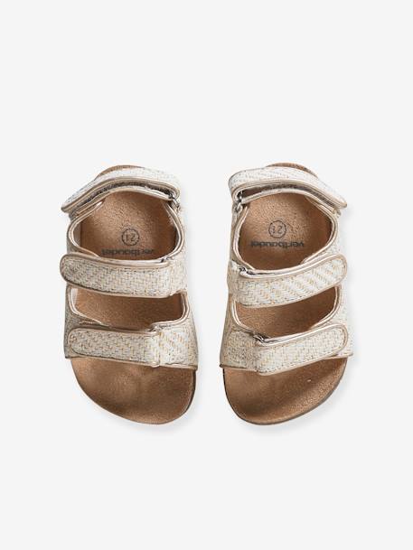 Sandálias com barra autoaderente, para bebé dourado 