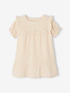 Bebé 0-36 meses-Vestidos, saias-Vestido em gaze de algodão, para bebé