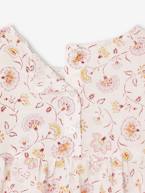 Conjunto blusa às flores e calções, em gaze de algodão, para menina amarelo-pastel+baunilha 