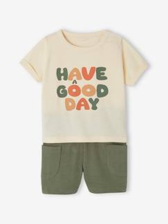 Conjunto t-shirt com motivo + calções baggy, para bebé