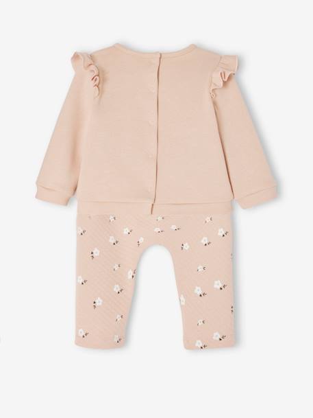 Conjunto sweat e calças, para bebé bege-argila+cinza mesclado+cru+rosa-nude 