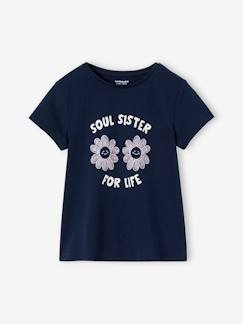 Menina 2-14 anos-T-shirts-T-shirt com mensagem, para menina