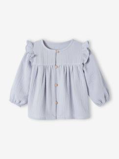 Bebé 0-36 meses-Blusa com folhos, em gaze de algodão, para bebé